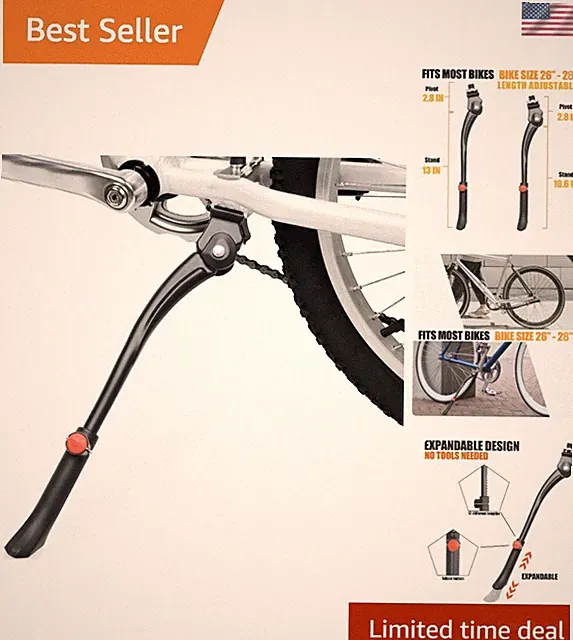 Bike Kickstand Adjustable Aluminium Alloy Bicycle Kickstand Bike Side Kicksta...