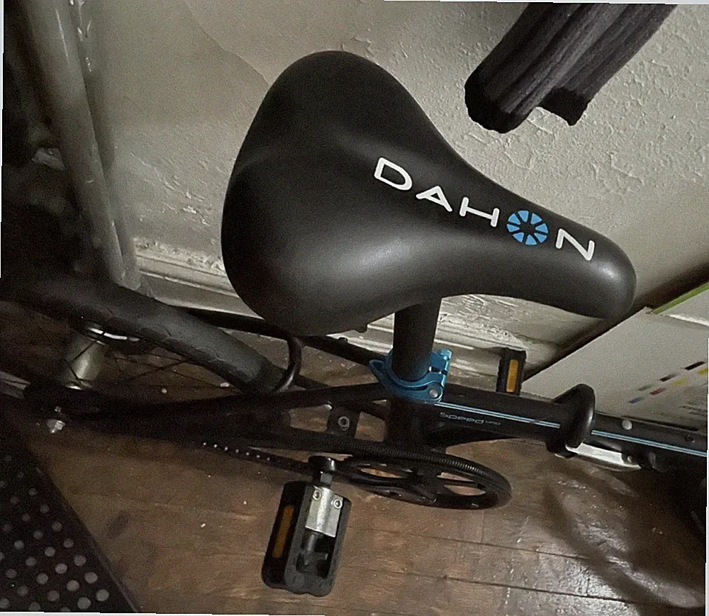 Dahon Folding Bike 20 in Wheels, Black/Blue, Adjustable Seat, Bell, Kickstand