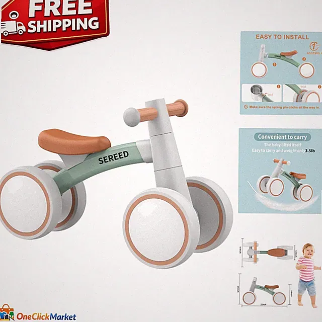 Durable Aluminum Baby Balance Bike - Safe & Fun for New Riders Aged 12-24